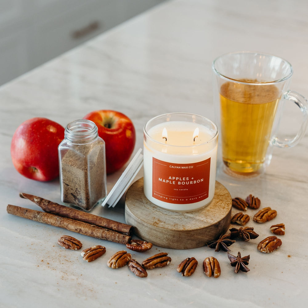 Apples + Maple Bourbon Glass Tumbler Soy Candle