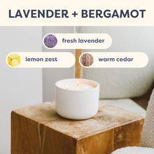 Load image into Gallery viewer, Lavender + Bergamot 3-Wick Ceramic Soy Candle