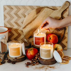 Golden Cider + Nutmeg Glass Tumbler Soy Candle | Limited Release - Calyan Wax Co.