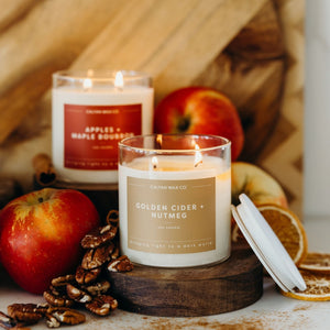 Golden Cider + Nutmeg Glass Tumbler Soy Candle | Limited Release - Calyan Wax Co.