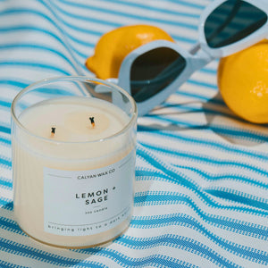 Lemon + Sage Glass Tumbler Soy Candle - Calyan Wax Co.