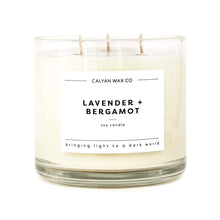 Load image into Gallery viewer, Lavender + Bergamot 3-Wick Clear Glass Tumbler Soy Candle