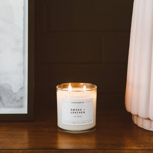 Smoke + Leather Glass Tumbler Soy Candle