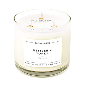 Vetiver + Tonka 3-Wick Clear Glass Tumbler Soy Candle