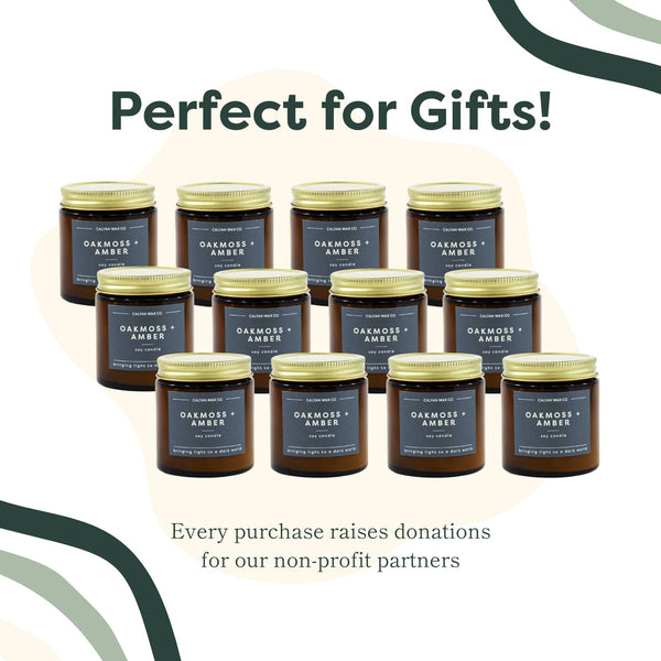 12 Pack of Mini Amber Jar Soy Candles - Oakmoss + Amber - Calyan Wax Co.