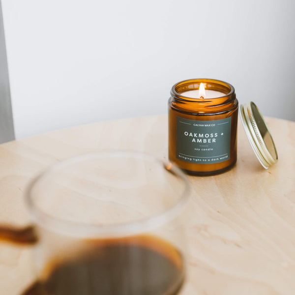 12 Pack of Mini Amber Jar Soy Candles - Oakmoss + Amber - Calyan Wax Co.