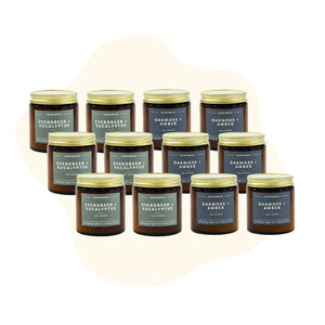 12 Pack of Mini Amber Jar Soy Candles - Scent Combo - Calyan Wax Co.