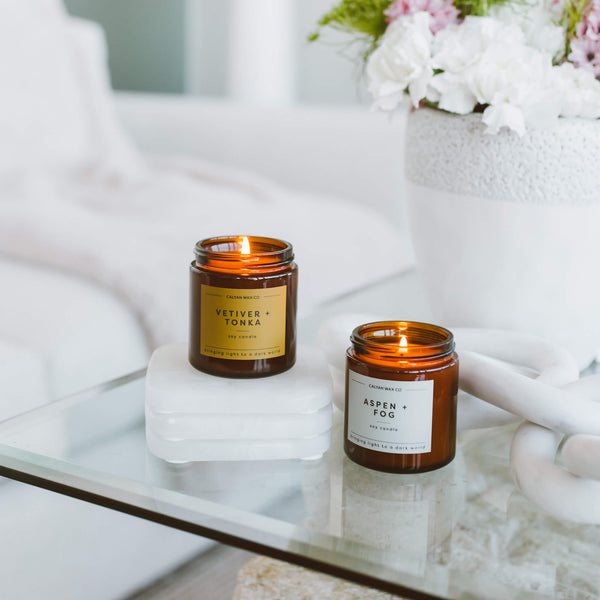 12 Pack of Mini Amber Jar Soy Candles - Year Round Scents - Calyan Wax Co.