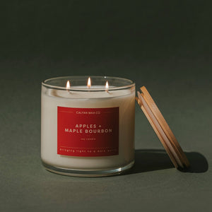 Apples + Maple Bourbon 3-Wick Clear Glass Tumbler Soy Candle