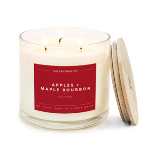 Apples + Maple Bourbon 3-Wick Clear Glass Tumbler Soy Candle
