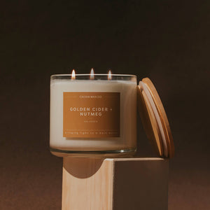 Golden Cider + Nutmeg 3-Wick Clear Glass Tumbler Soy Candle