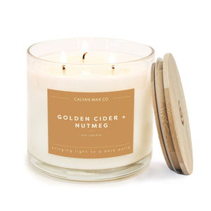 Golden Cider + Nutmeg 3-Wick Clear Glass Tumbler Soy Candle
