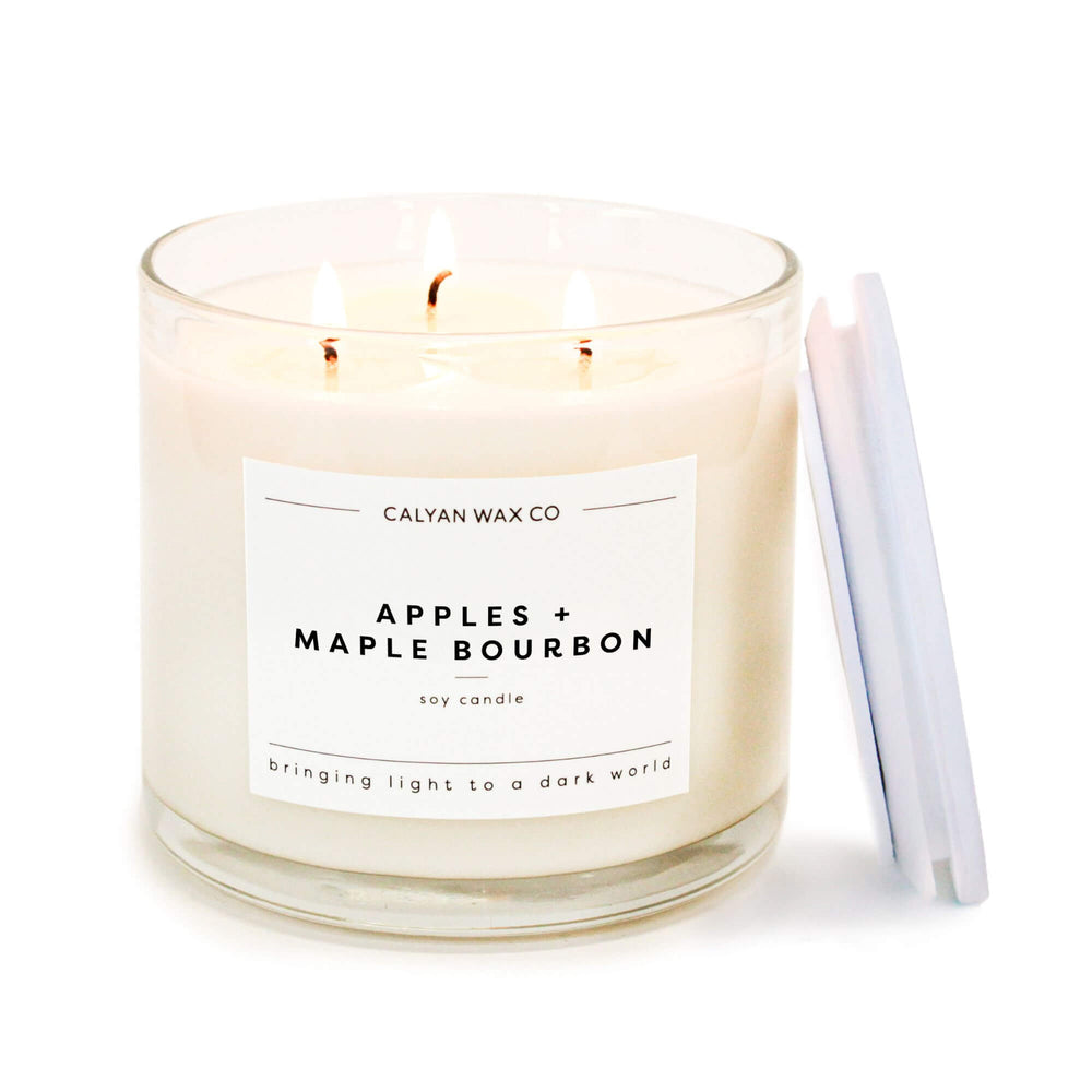 🎁 Apples + Maple Bourbon 3 - Wick Clear Glass Tumbler Soy Candle (100% off) - Calyan Wax Co.
