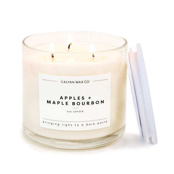 🎁 Apples + Maple Bourbon 3 - Wick Clear Glass Tumbler Soy Candle (100% off) - Calyan Wax Co.