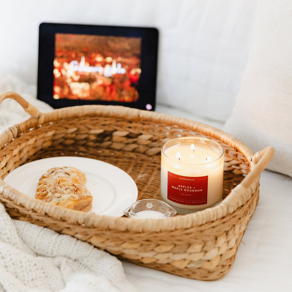 Apples + Maple Bourbon 3-Wick Clear Glass Tumbler Soy Candle - Calyan Wax Co.