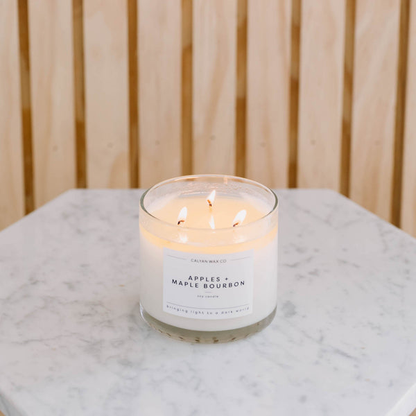 Apples + Maple Bourbon 3 - Wick Clear Glass Tumbler Soy Candle - Calyan Wax Co.