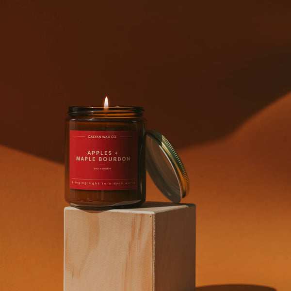 Apples + Maple Bourbon Amber Jar Soy Candle - Calyan Wax Co.