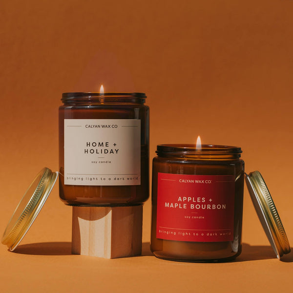 Apples + Maple Bourbon Amber Jar Soy Candle - Calyan Wax Co.