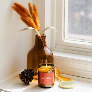 Apples + Maple Bourbon Amber Jar Soy Candle - Calyan Wax Co.