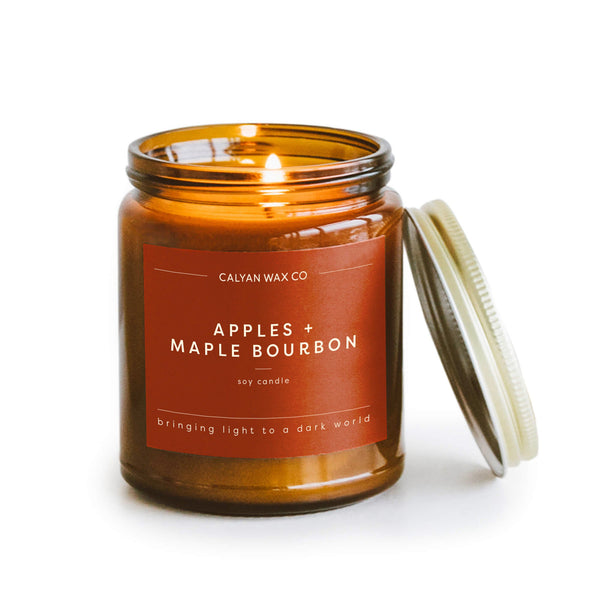Apples + Maple Bourbon Amber Jar Soy Candle - Calyan Wax Co.