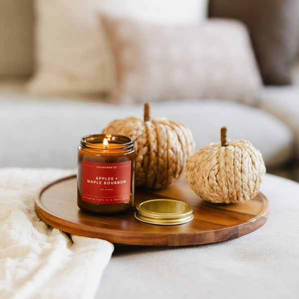 Apples + Maple Bourbon Amber Jar Soy Candle - Calyan Wax Co.