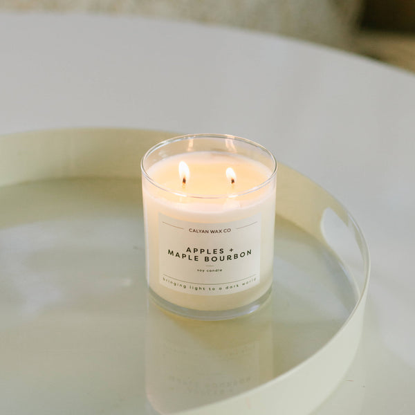 Apples + Maple Bourbon Glass Tumbler Soy Candle - Calyan Wax Co.