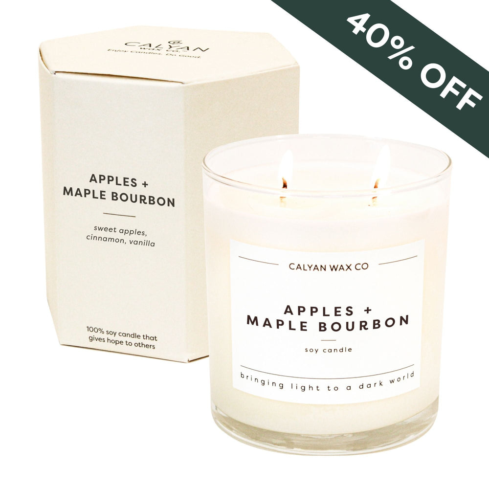 Apples + Maple Bourbon Glass Tumbler Soy Candle - Calyan Wax Co.