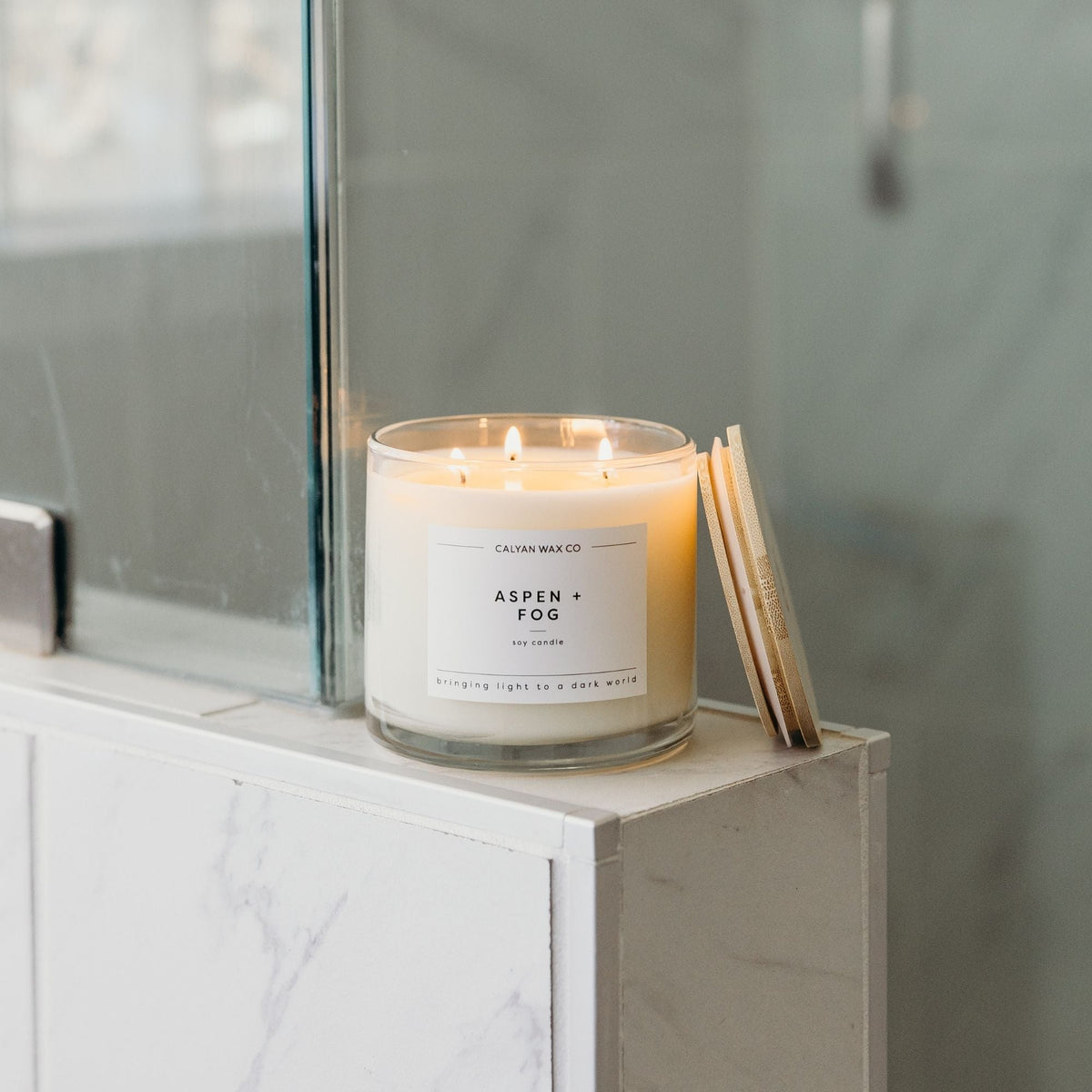 Aspen + Fog 3 - Wick Glass Tumbler Soy Candle - Calyan Wax Co.