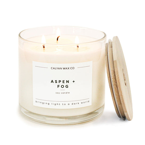 Aspen + Fog 3 - Wick Glass Tumbler Soy Candle - Calyan Wax Co.