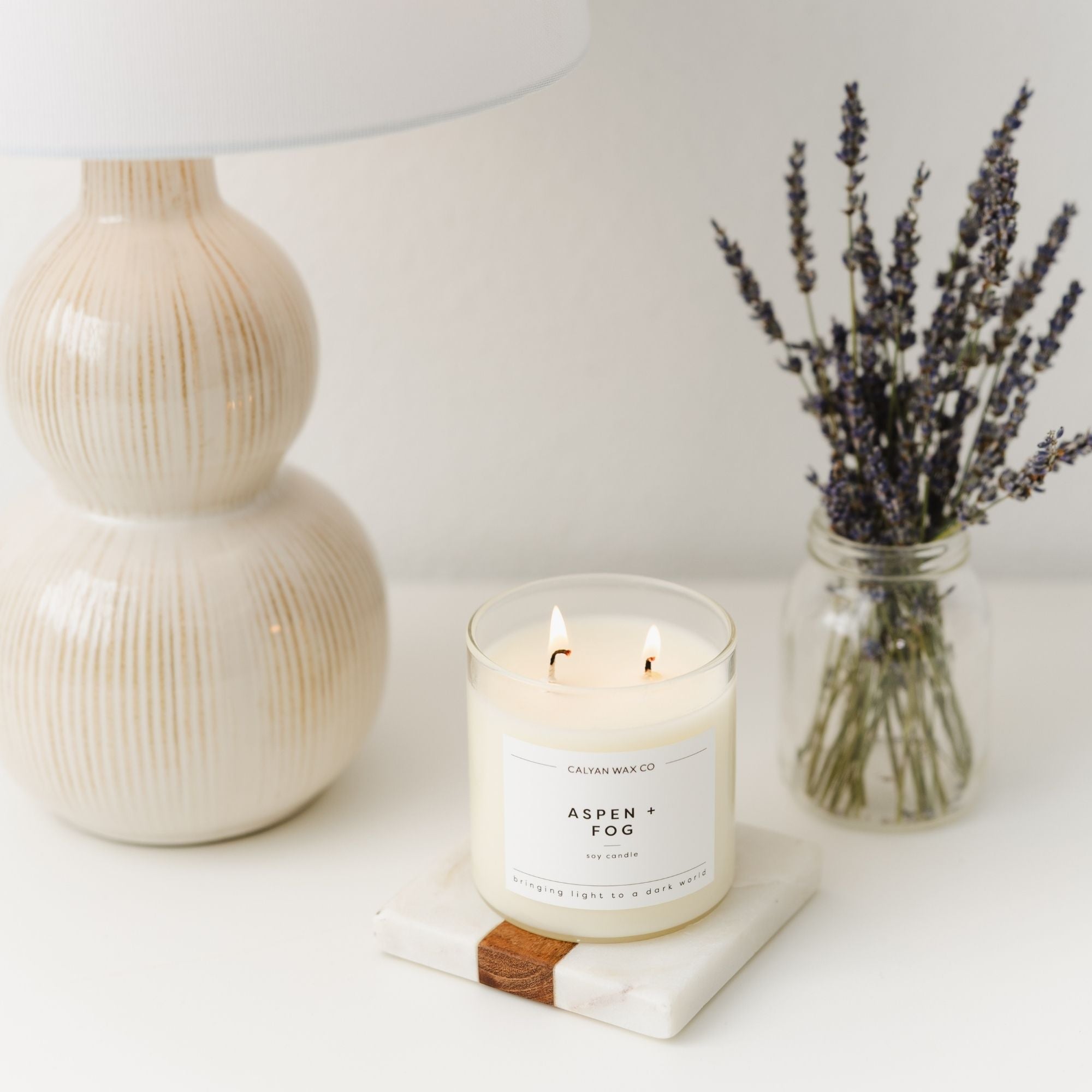 Aspen + Fog Soy Candle in a Glass Tumbler - Calyan Wax Co.