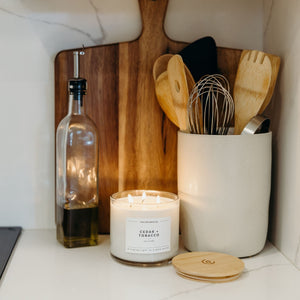 Cedar + Tobacco 3 - Wick Clear Glass Tumbler Soy Candle - Calyan Wax Co.