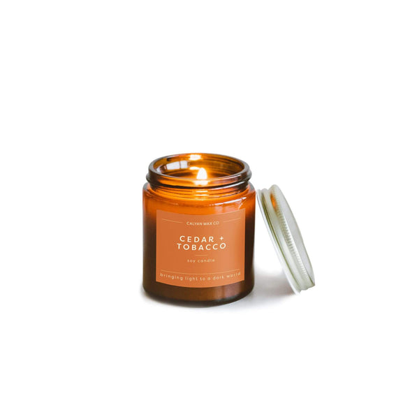 🎁 Cedar + Tobacco Mini Amber Jar Soy Candle (100% off) - Calyan Wax Co.