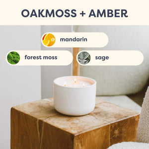 Oakmoss + Amber 3-Wick Ceramic Soy Candle
