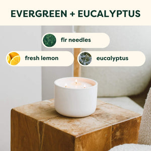 Evergreen + Eucalyptus 3-Wick Ceramic Soy Candle