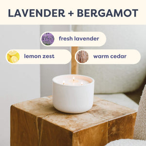 Lavender + Bergamot 3-Wick Ceramic Soy Candle