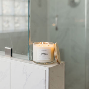 Evergreen + Eucalyptus 3 - Wick Clear Glass Tumbler Soy Candle - Calyan Wax Co.