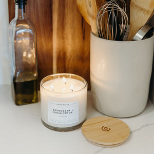 Evergreen + Eucalyptus 3 - Wick Clear Glass Tumbler Soy Candle - Calyan Wax Co.