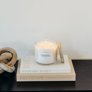 Evergreen + Eucalyptus 3 - Wick Clear Glass Tumbler Soy Candle - Calyan Wax Co.
