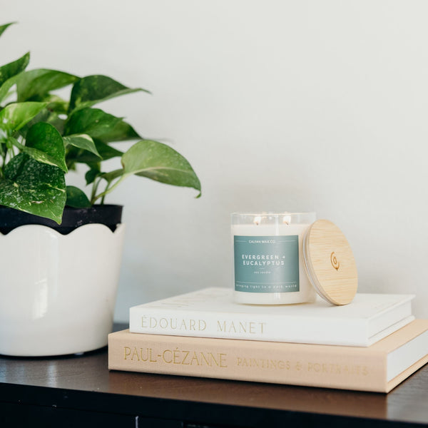 Evergreen + Eucalyptus Glass Tumbler Soy Candle - Calyan Wax Co.