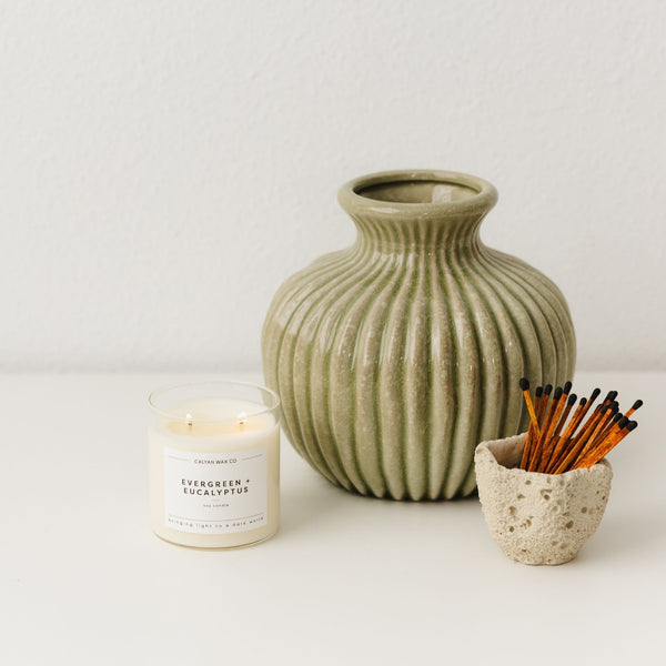 Evergreen + Eucalyptus Glass Tumbler Soy Candle - Calyan Wax Co.