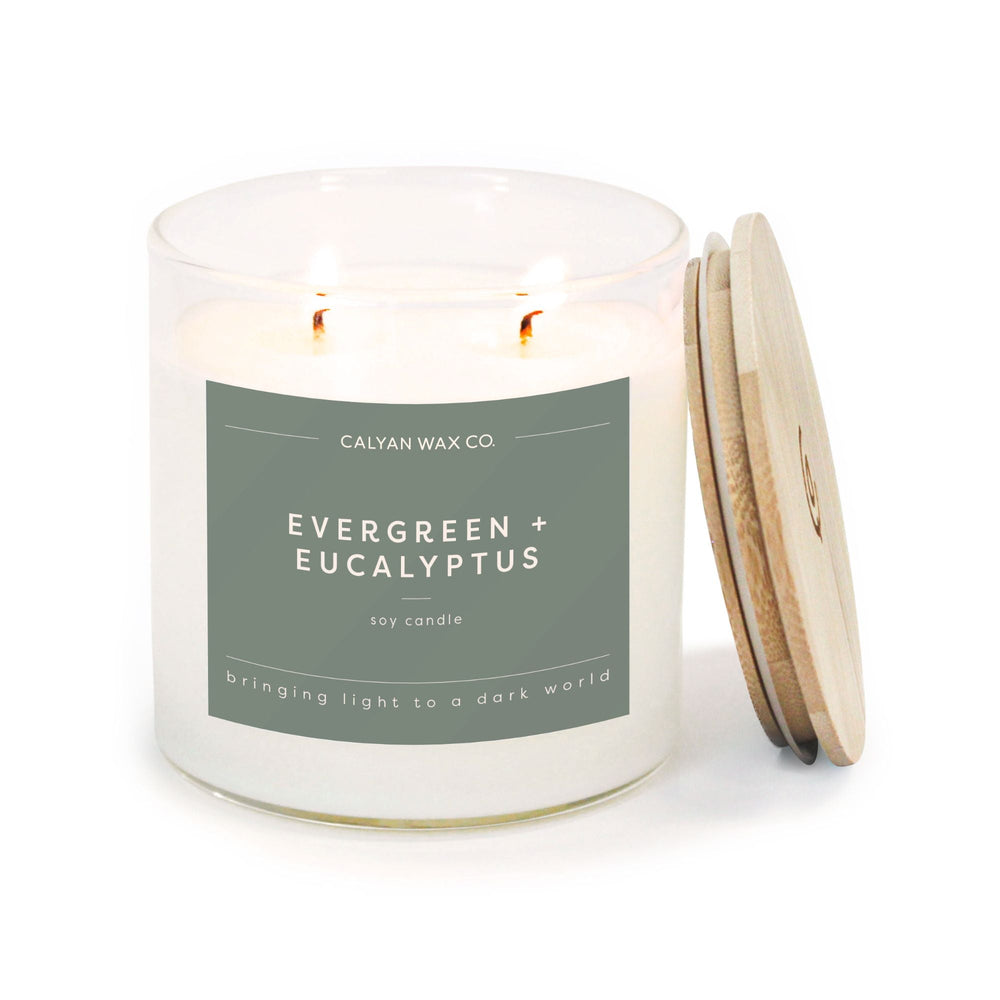 Evergreen + Eucalyptus Glass Tumbler Soy Candle - Calyan Wax Co.