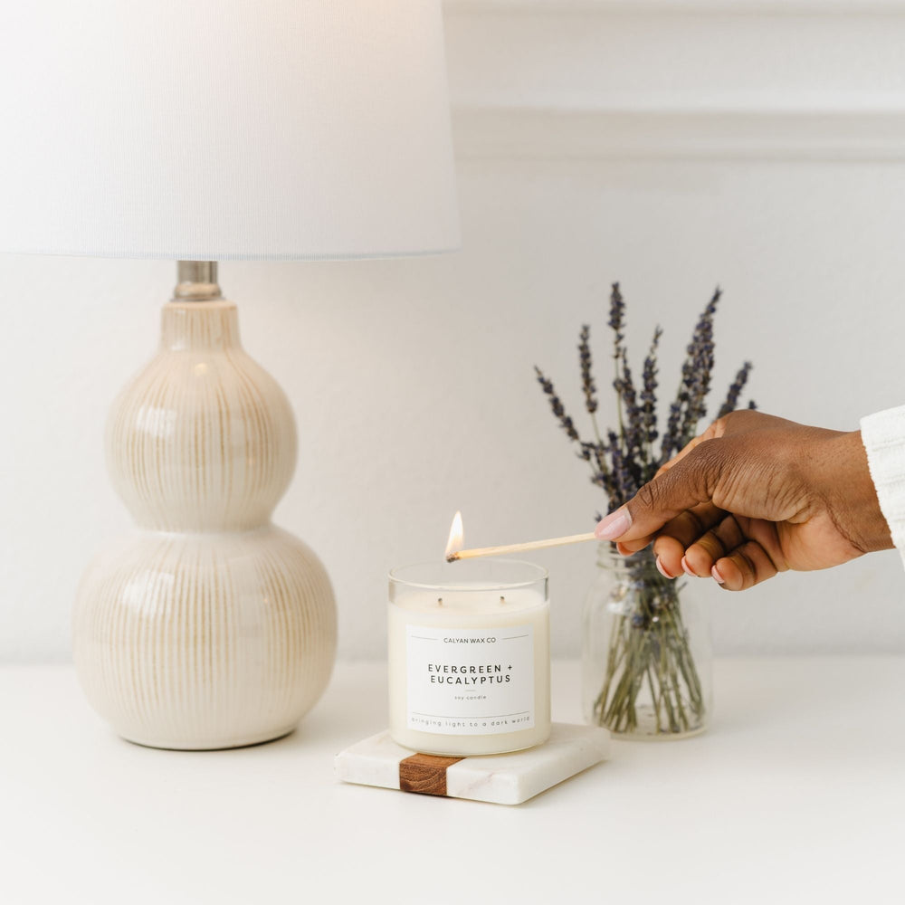 Evergreen + Eucalyptus Glass Tumbler Soy Candle - Calyan Wax Co.