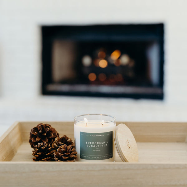 Evergreen + Eucalyptus Glass Tumbler Soy Candle - Calyan Wax Co.