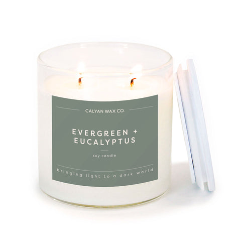 Evergreen + Eucalyptus Glass Tumbler Soy Candle - Calyan Wax Co.