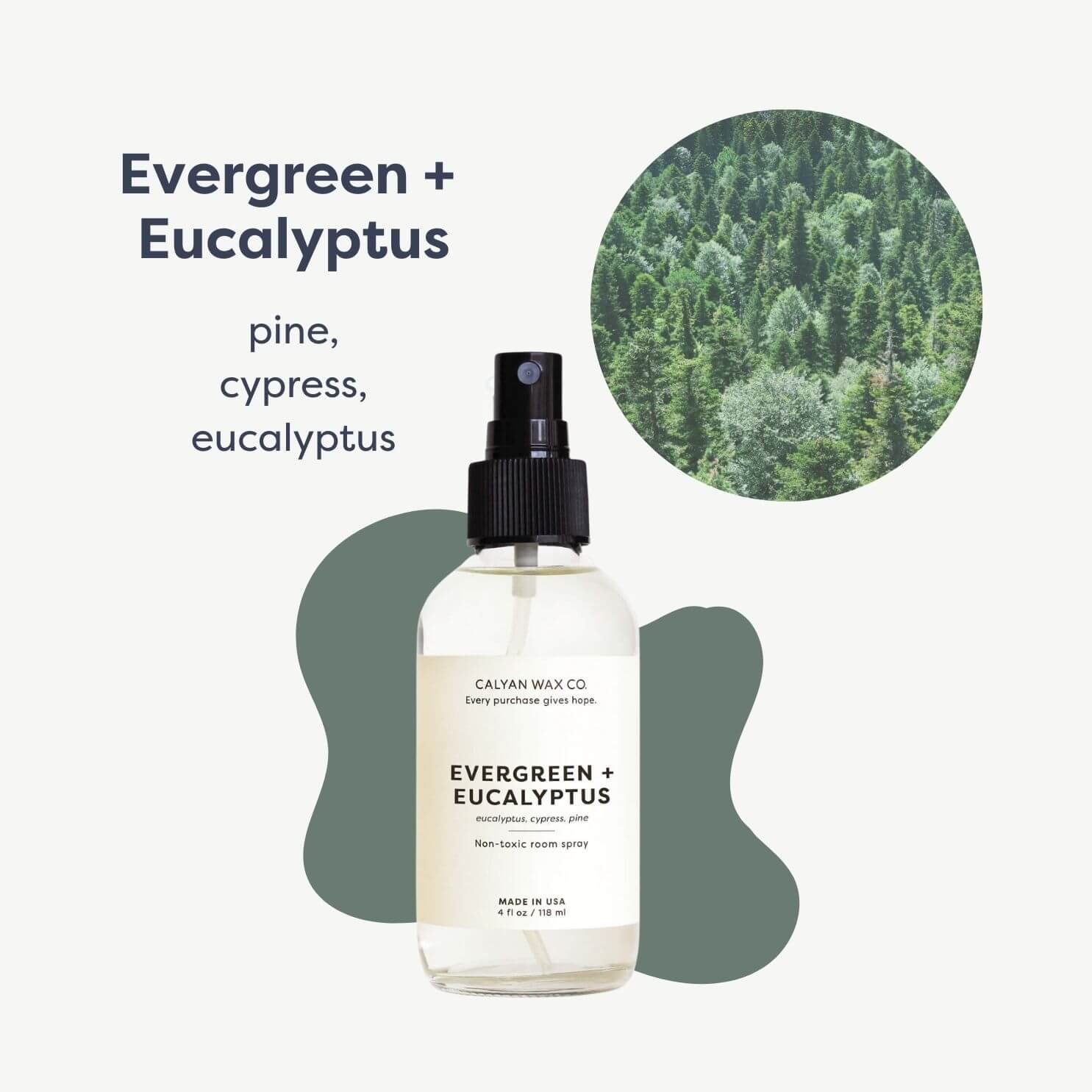 4 Oz. Non-Toxic Room Spray | Evergreen + Eucalyptus | Made in the USA