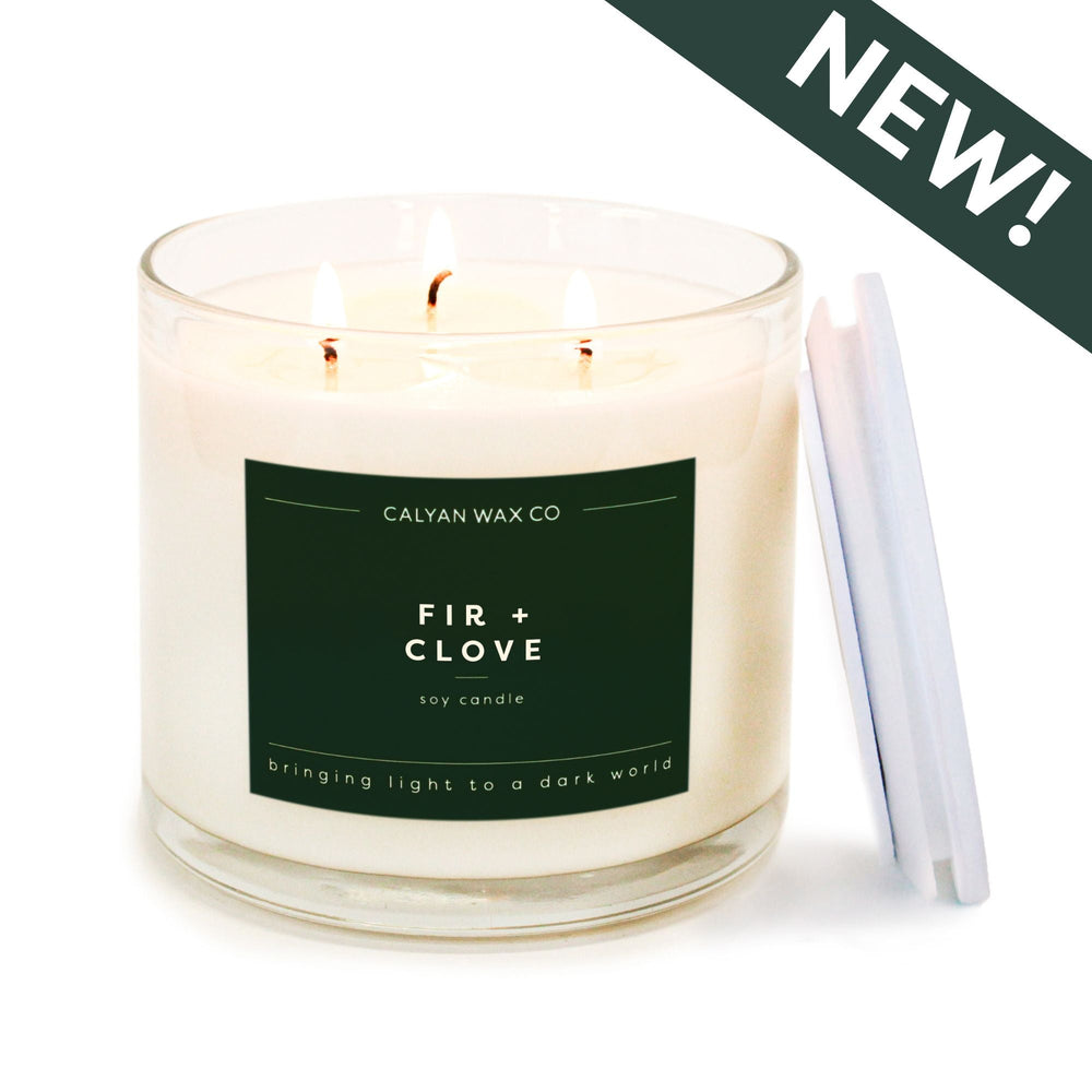Fir + Clove 3 - Wick Clear Glass Tumbler Soy Candle - Calyan Wax Co.