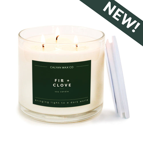 Fir + Clove 3 - Wick Clear Glass Tumbler Soy Candle - Calyan Wax Co.