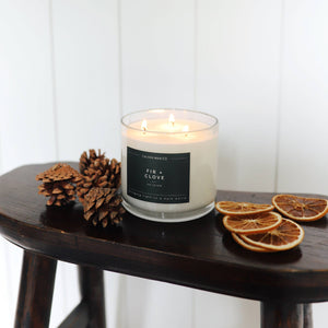 Fir + Clove 3 - Wick Clear Glass Tumbler Soy Candle - Calyan Wax Co.