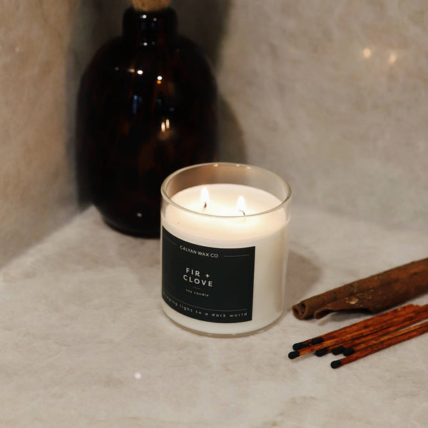 Fir + Clove Glass Tumbler Soy Candle | Limited Release - Calyan Wax Co.