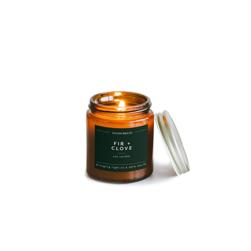 Fir + Clove Mini Amber Jar Soy Candle | Limited Release - Calyan Wax Co.